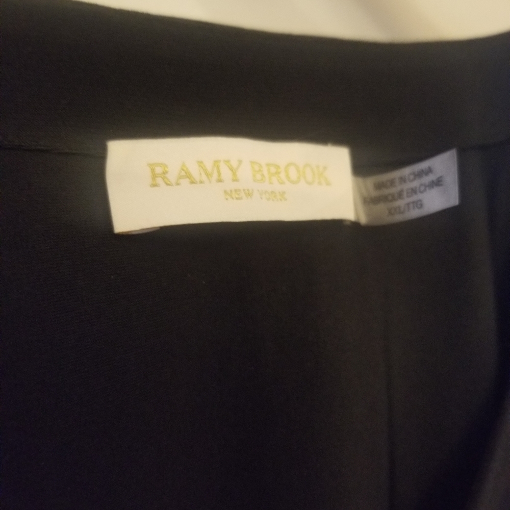 Ramy Brook Women's Black Pearl Ruffle Hem Pullover Blouse Top Size XXL/TTG - Picture 2 of 6